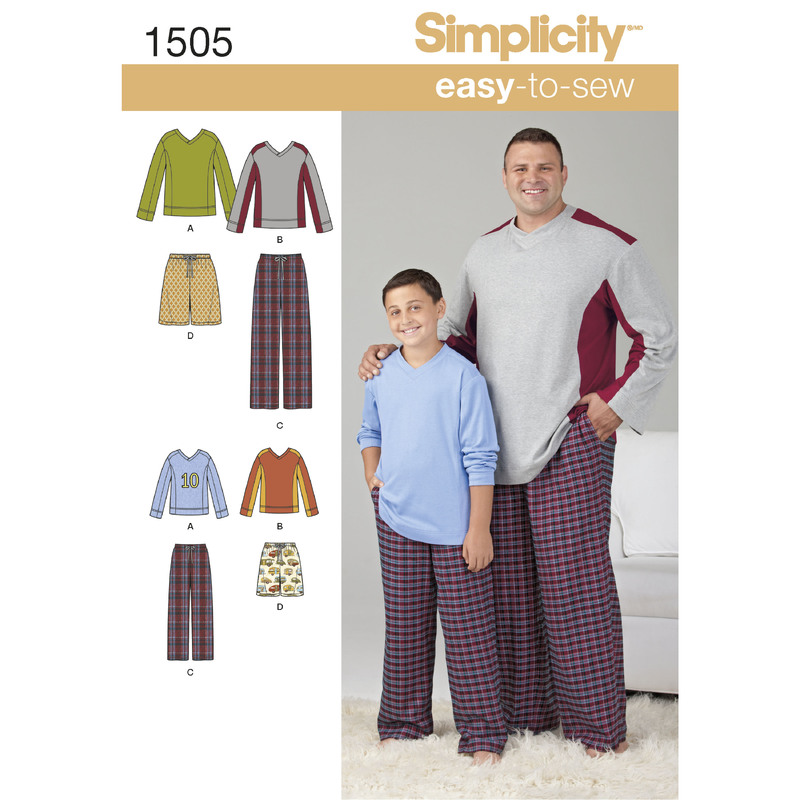 Husky Boys' & Big & Tall Men's Tops and Trousers Simplicity Sewing Pattern 1505