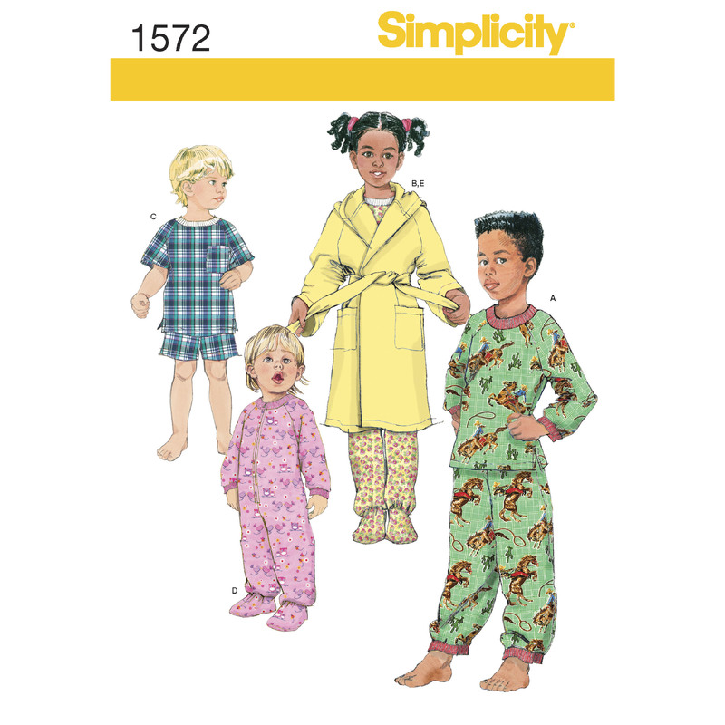 Toddlers' and Child's Sleepwear and Robe Simplicity Sewing Pattern 1572