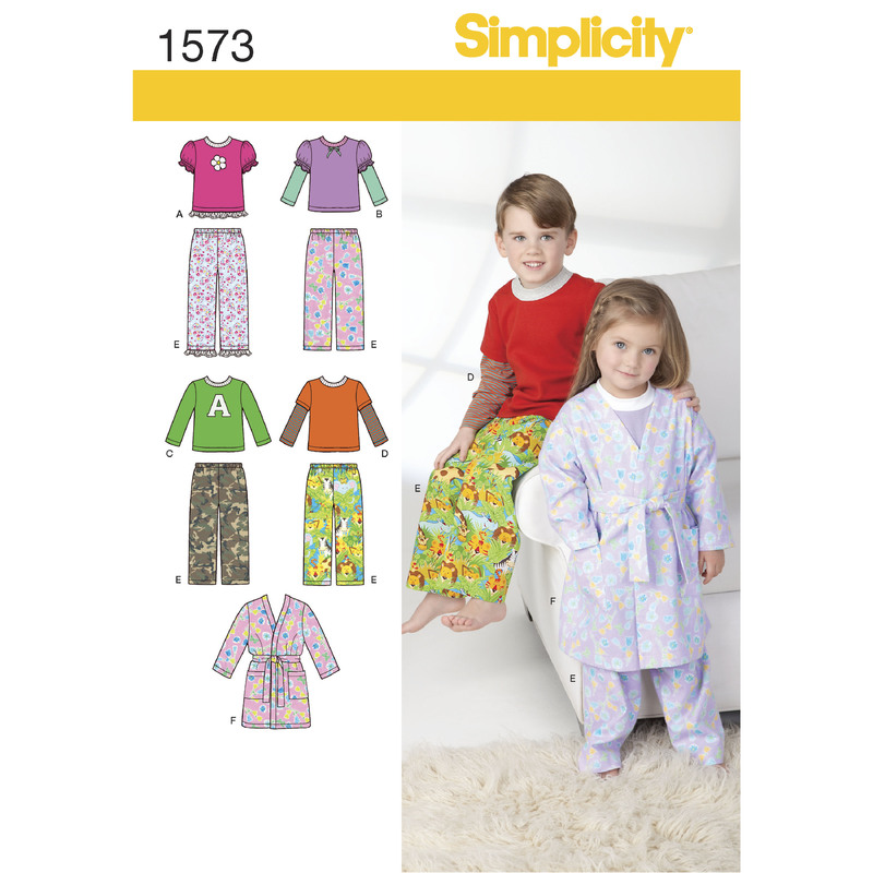 Toddlers' and Child's Loungewear Simplicity Sewing Pattern 1573