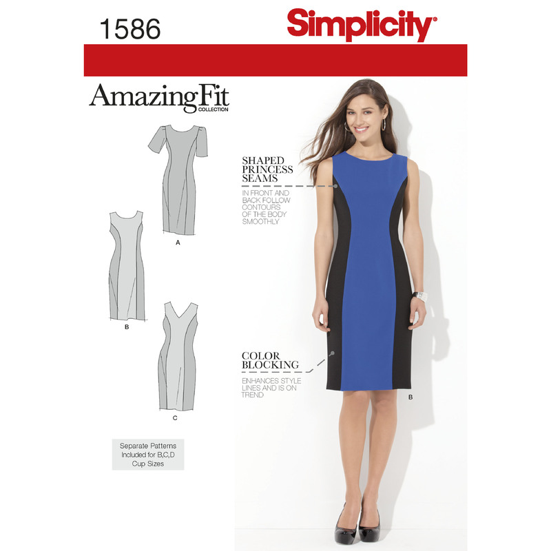 Women's and Plus Size Amazing Fit Dress Simplicity Sewing Pattern 1586