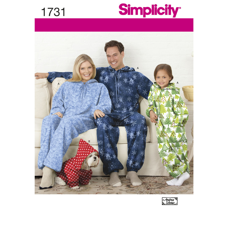 Child's, Teens' and Adults' Fleece Jumpsuit Simplicity Sewing Pattern 1731