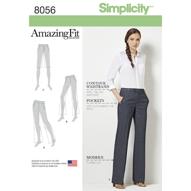 Amazing Fit Women's and Plus Size Flared Trousers or Shorts Simplicity Sewing Pattern 8056