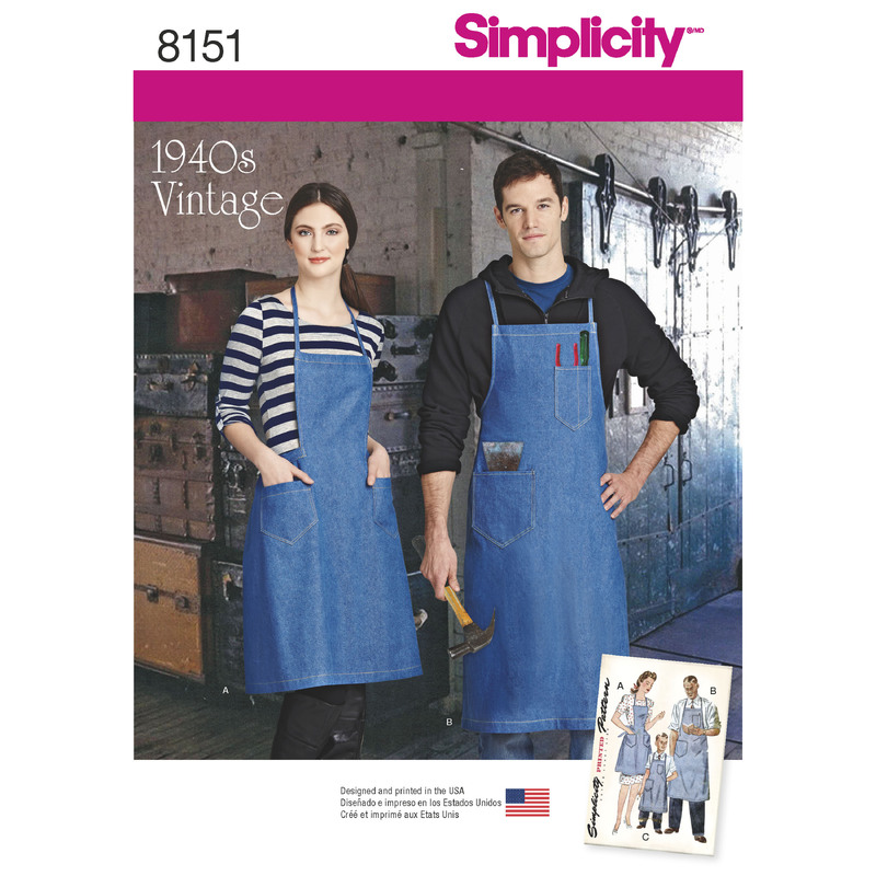 Simplicity Pattern 8151 Vintage Aprons for Boys, Girls, Women's and Men Simplicity Sewing Pattern 8151