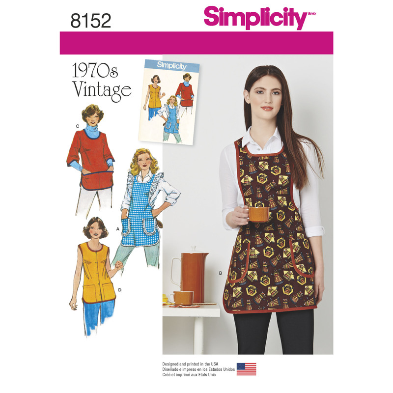 Simplicity Pattern 8152 Women's Vintage 1970's Aprons Simplicity Sewing Pattern 8152