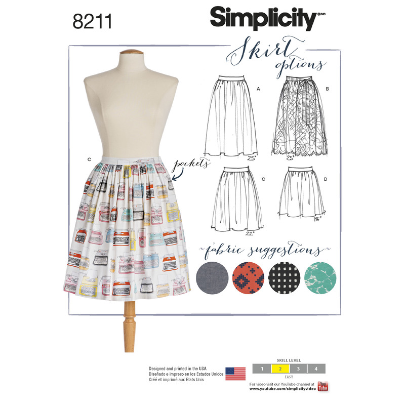 Pattern 8211 Women's Dirndl Skirts in Three Lengths Simplicity Sewing Pattern 8211