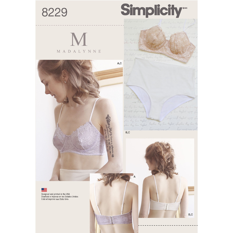 Simplicity Pattern 8229 Women's Underwire Bras and Panties Simplicity Sewing Pattern 8229