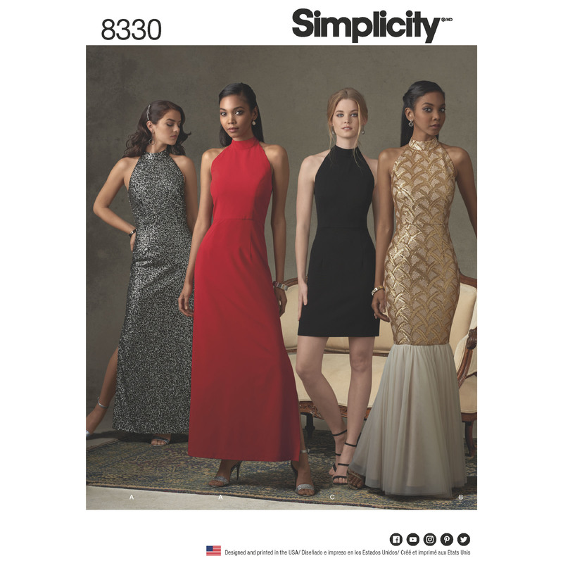 Simplicity Pattern 8330 Women's Dress with Skirt and Back Variations Simplicity Sewing Pattern 8330