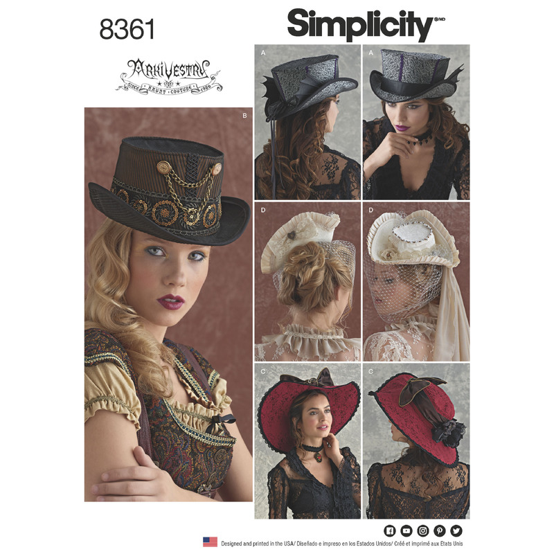 Simplicity Pattern 8361 Hats in Three Sizes: S (21"), M (22"), L (23") Simplicity Sewing Pattern 8361