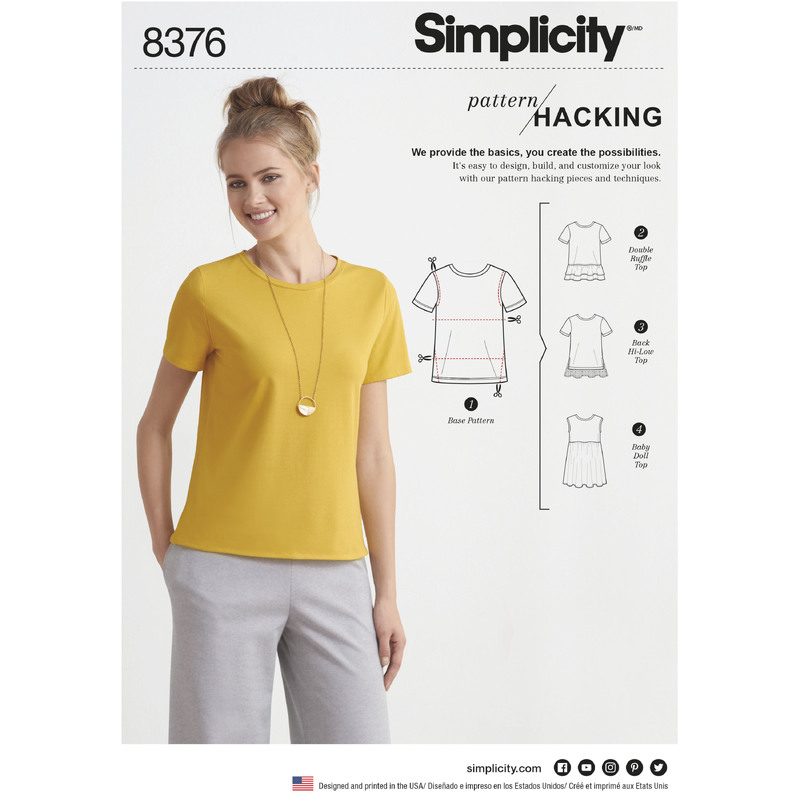 Simplicity Pattern 8376 Women's Knit Top with Multiple Pieces for Design Hacking Simplicity Sewing Pattern 8376