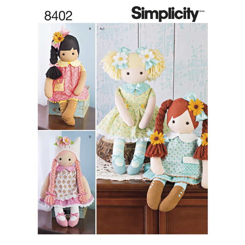 Simplicity Pattern 8402 23" Stuffed Dolls With Clothes Simplicity Sewing Pattern 8402