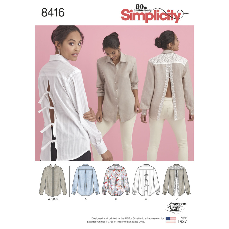 Pattern 8416 Women's Shirt with Back Variations Simplicity Sewing Pattern 8416