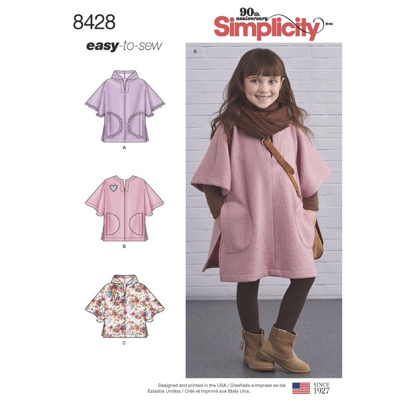 Pattern 8428 Child's Poncho in Two Lengths Simplicity Sewing Pattern 8428