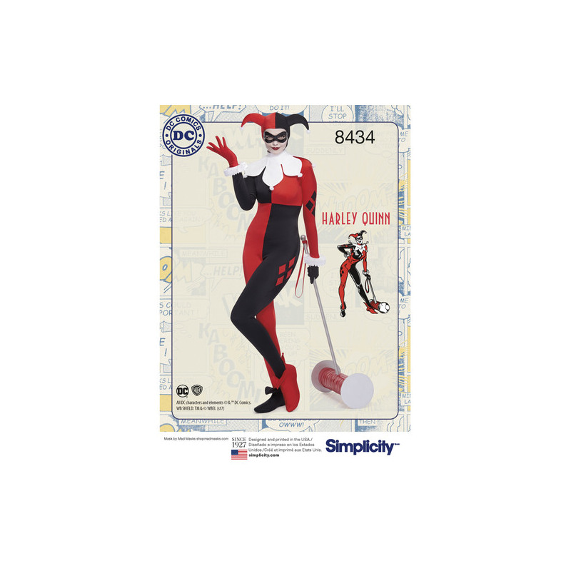 Pattern 8434 Women's Knit DC Bombshell Harley Quinn Costume Simplicity Sewing Pattern 8434