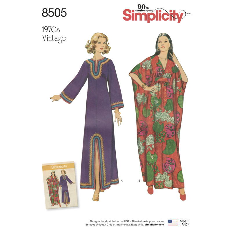 Simplicity Pattern 8505 Misses' Vintage Caftans Simplicity Sewing Pattern 8505