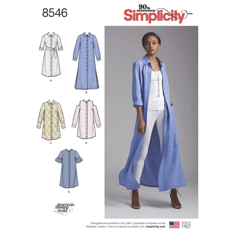 Simplicity Pattern 8546 Women's / Petite Women's Shirt Dresses Sewing Pattern 8546