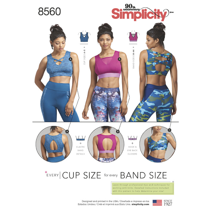 Simplicity Pattern 8560 Women's' Knit Sports Bras Simplicity Sewing Pattern 8560