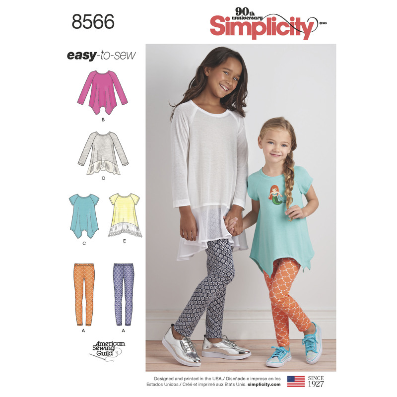 Simplicity Pattern 8566 Child's & Girls' Tunics & Leggings Simplicity Sewing Pattern 8566