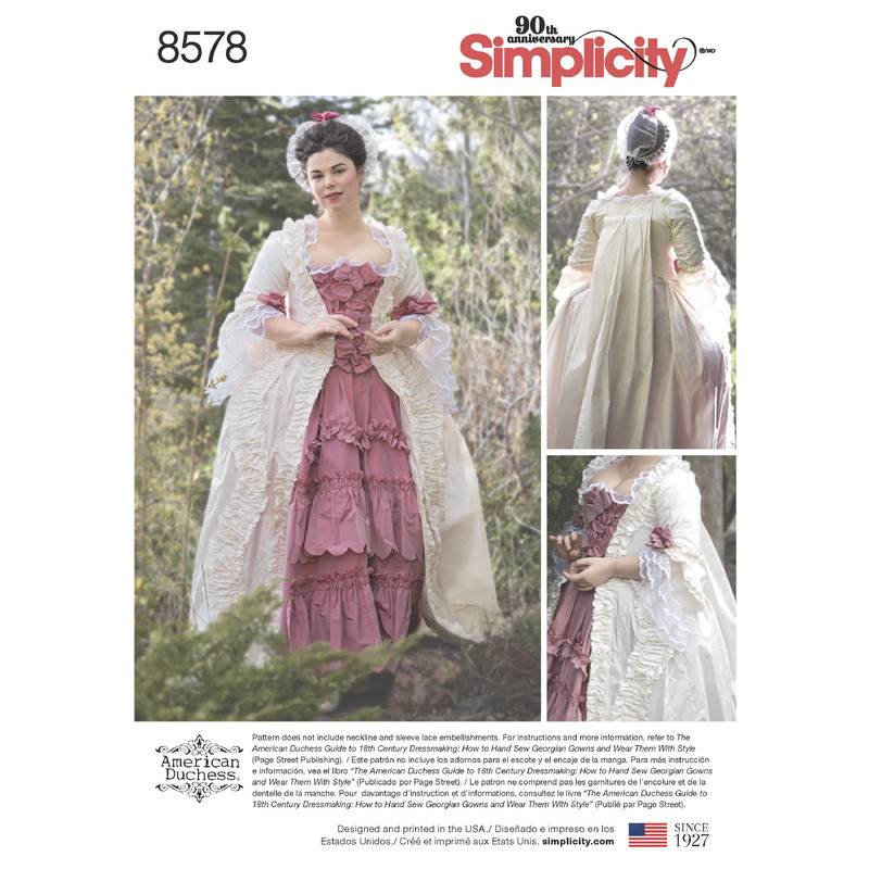 Simplicity Pattern 8578 Women's' 18th Century Gown Simplicity Sewing Pattern 8578