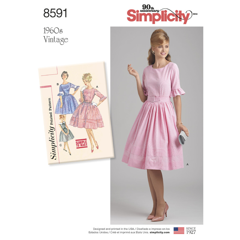 Pattern 8591 Women's / Petite Women's Vintage Dress Simplicity Sewing Pattern 8591