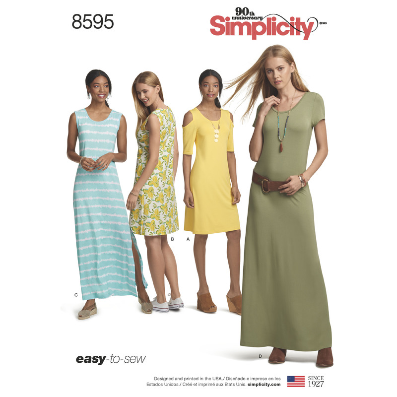 Pattern 8595 Women's Knit Dresses Simplicity Sewing Pattern 8595