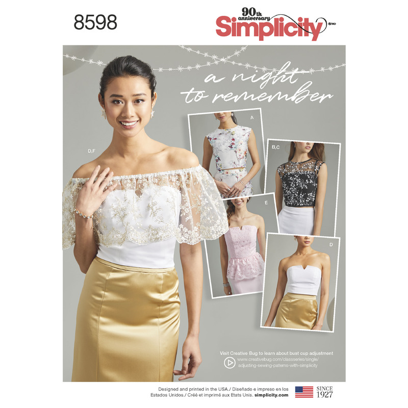 Pattern 8598 Women's Special Occasion Tops Simplicity Sewing Pattern 8598