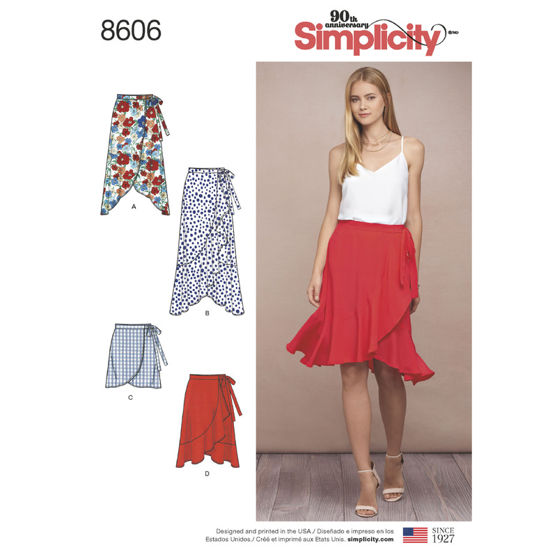 Pattern 8606 Women's Wrap Skirt in Four Lengths Simplicity Sewing Pattern 8606