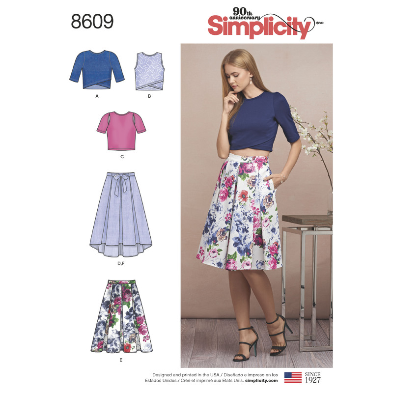 Pattern 8609 Women's Skirts and Knit Tops Simplicity Sewing Pattern 8609