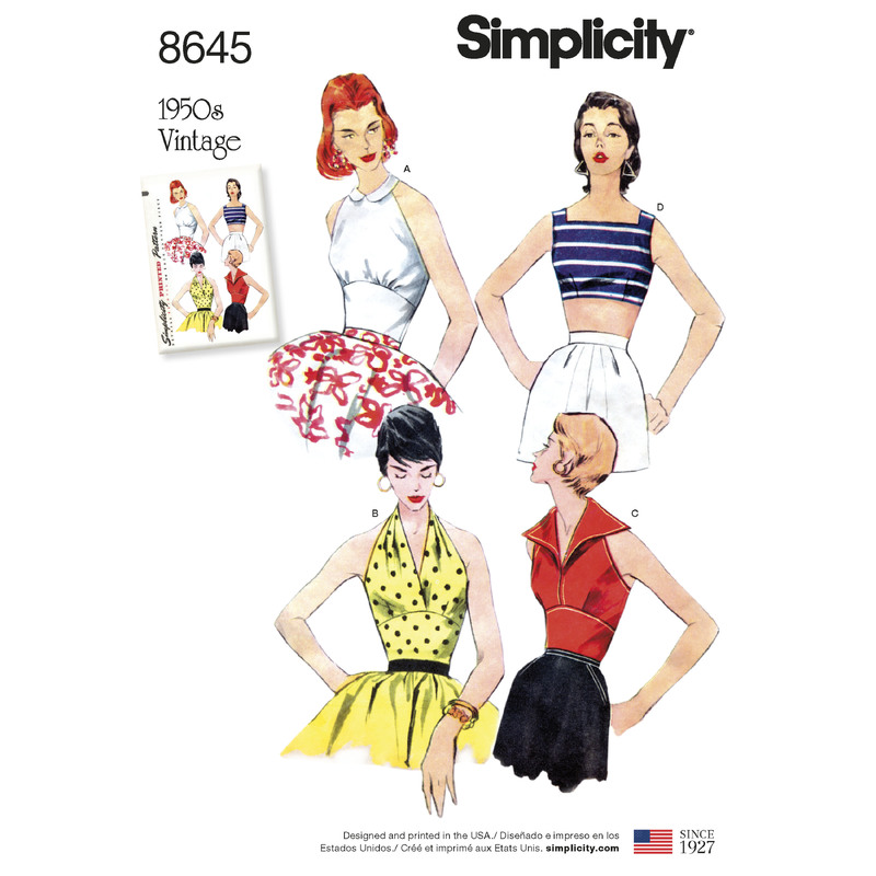 Pattern 8645 Women's Vintage Tops Simplicity Sewing Pattern 8645