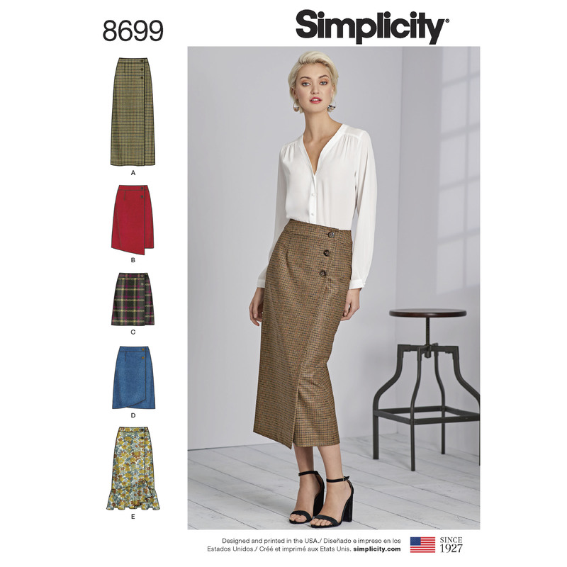 Pattern 8699 Women's Wrap Skirts with Length Variations Simplicity Sewing Pattern 8699