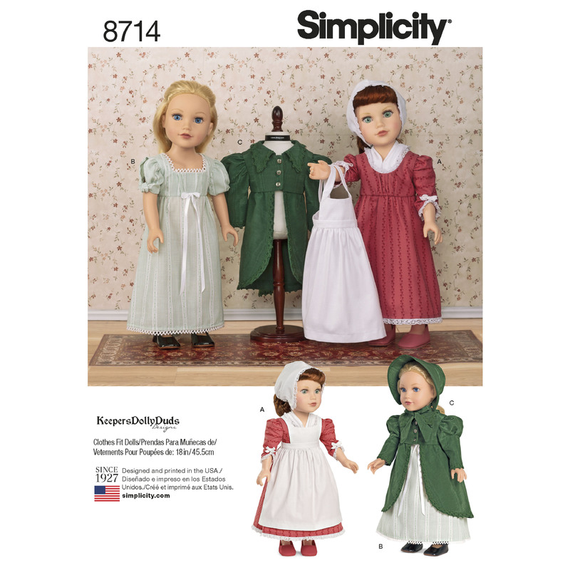 Pattern 8714 18" Doll Clothes Simplicity Sewing Pattern 8714