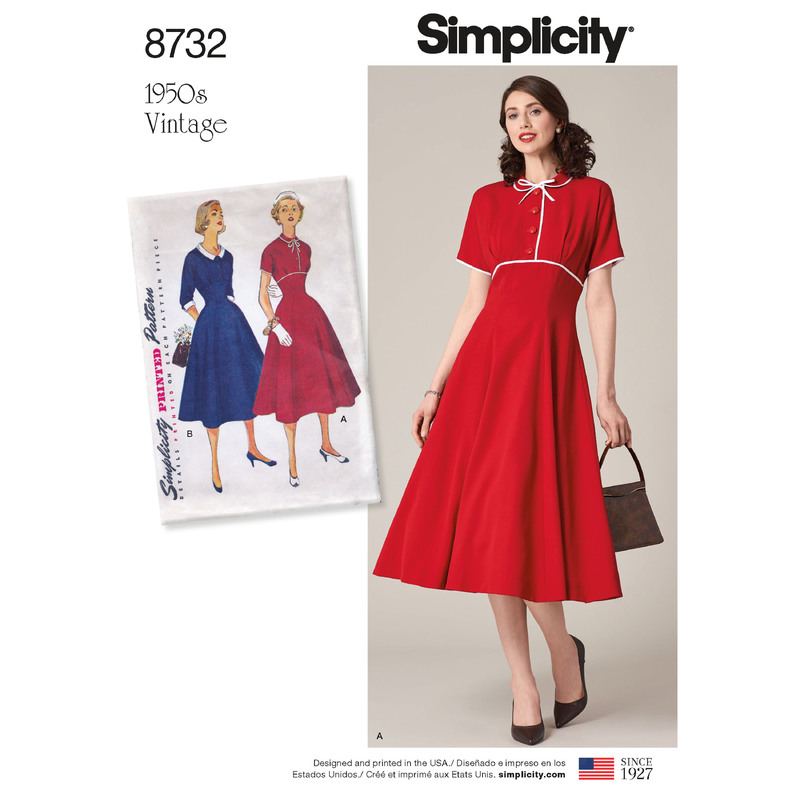 Pattern 8732 Women's Vintage Dress Simplicity Sewing Pattern 8732