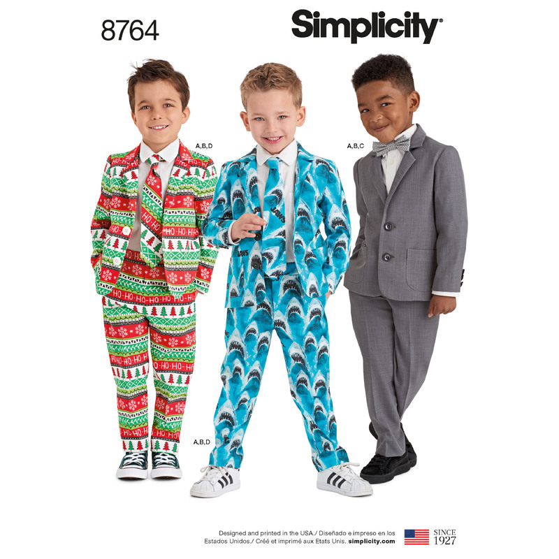 Pattern 8764 Boys' Suit and Ties Simplicity Sewing Pattern 8764