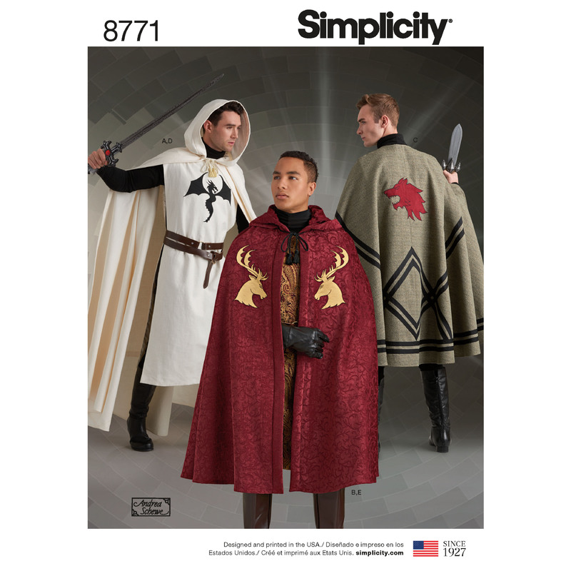 Pattern 8771 Unisex Capes Simplicity Sewing Pattern 8771