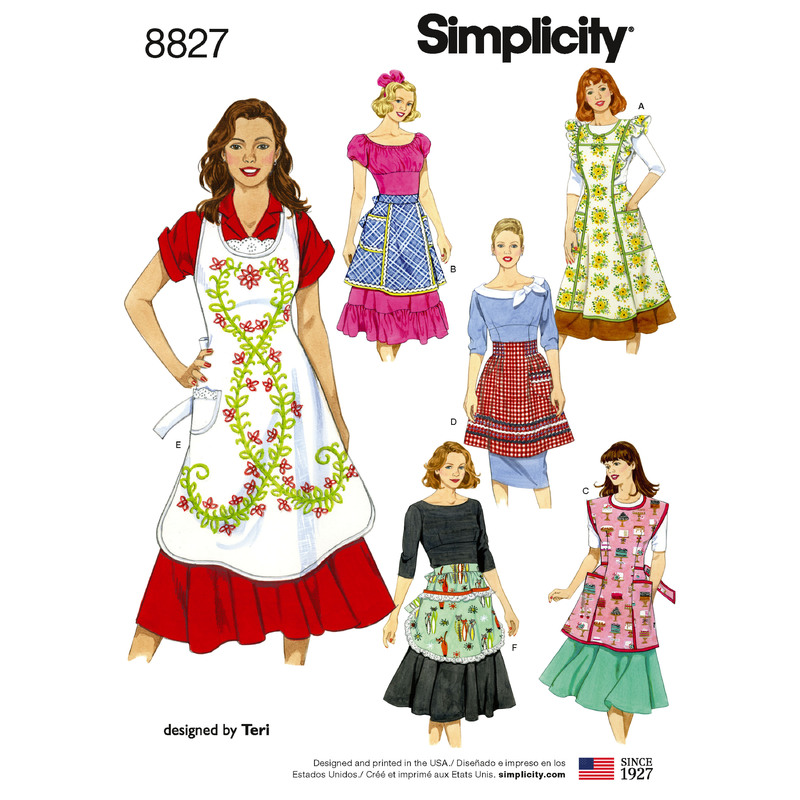 Misses' Aprons Sizes S-M-L Simplicity Sewing Pattern 8827