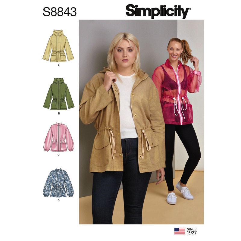 Misses' Anorak Jacket Sizes XXS-M Simplicity Sewing Pattern 8843