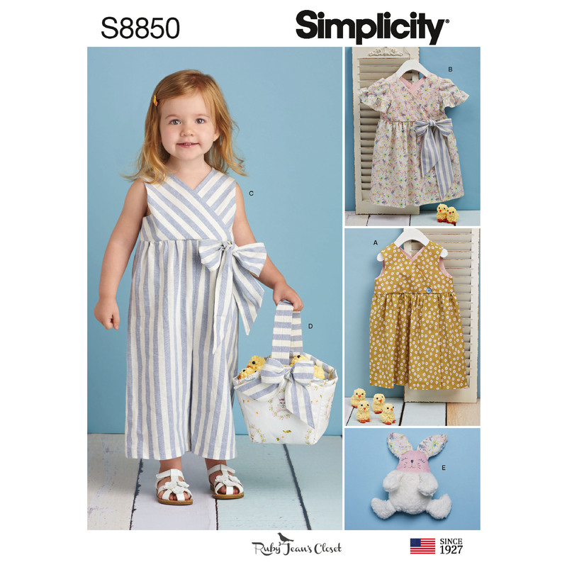 Pattern S8850 Toddlers' Dress, Jumpsuit, Basket and Toy Simplicity Sewing Pattern 8850