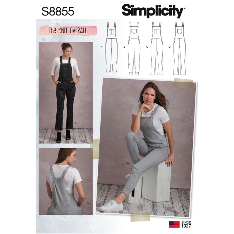 Misses' Knit Overalls Sizes 6-14 Simplicity Sewing Pattern 8855