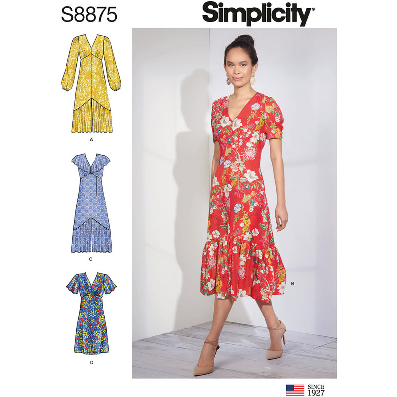 Misses' Dresses Sizes 6-14 Simplicity Sewing Pattern 8875