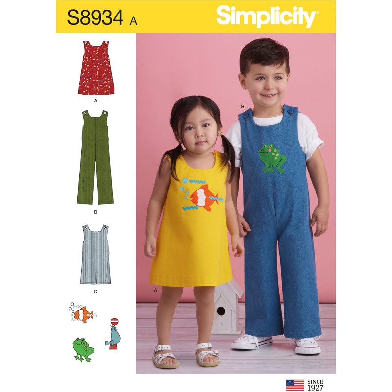 Toddler's Jumper, Jumpsuit & Romper Sizes 1/2 - 4 Simplicity Sewing Pattern 8934