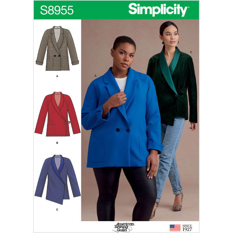 Misses' & Women's Raglan Sleeve Jackets Sizes 10-18 Simplicity Sewing Pattern 8955