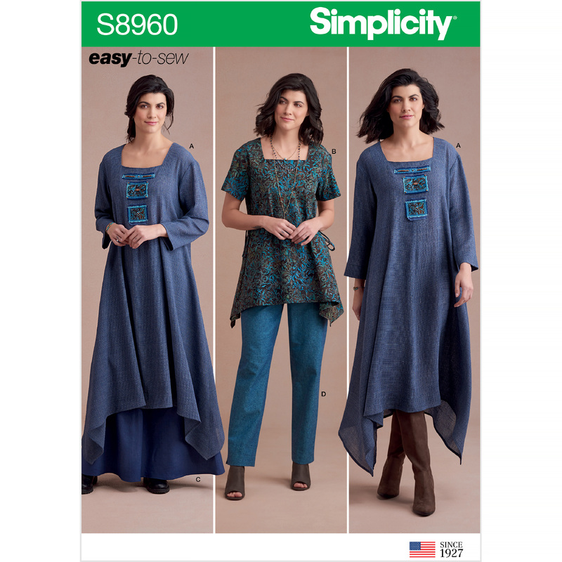 Misses' Dress Or Tunic, Skirt & Pant Sizes 6-14 Simplicity Sewing Pattern 8960