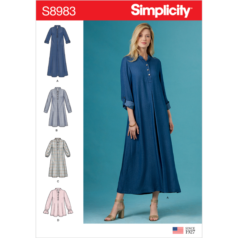 Misses' Dresses with Sleeve Variation Sizes 6-14, Simplicity Sewing Pattern 8983