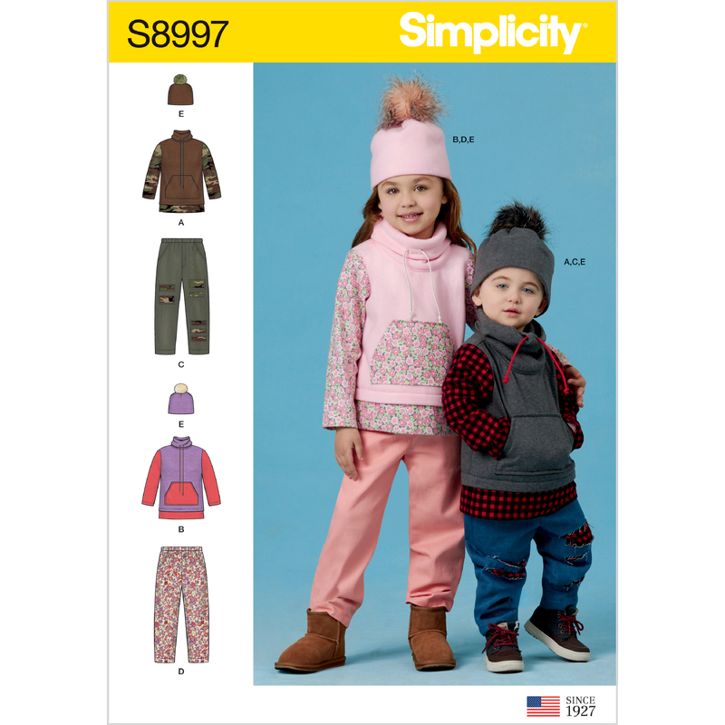 Simplicity Sewing Pattern S8997 Toddlers' and Children's Pants, Knit Top and Hat Simplicity Sewing Pattern 8997