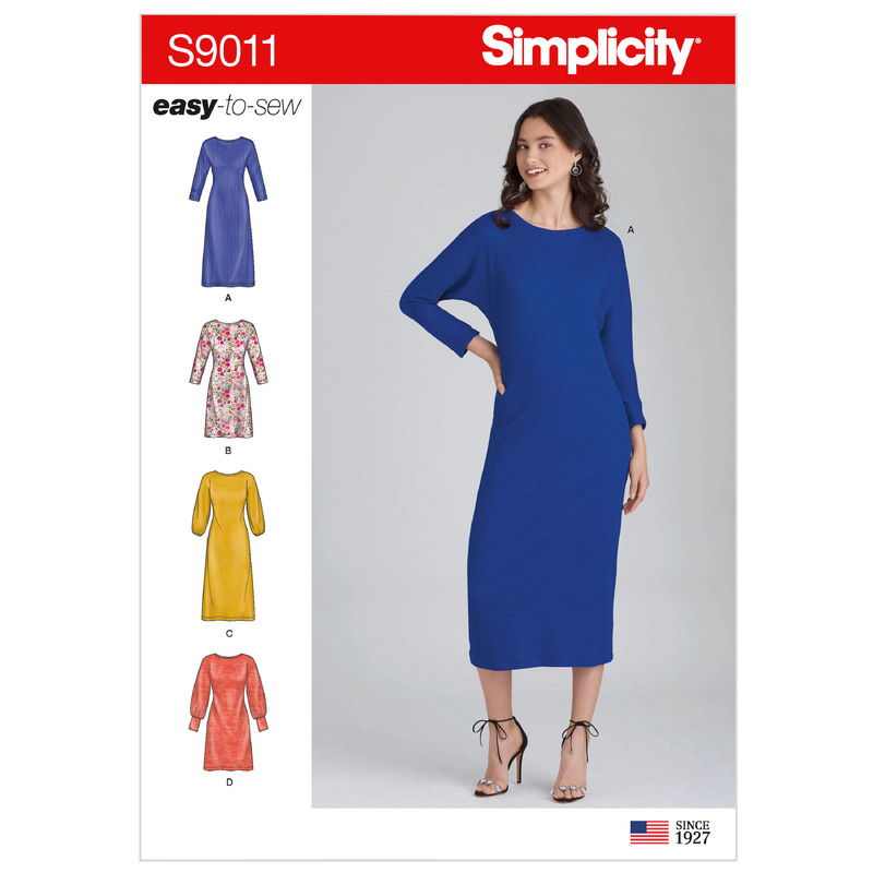 Misses' Knit Pullover Dresses Sizes H5 6-14, Simplicity Pattern 9011