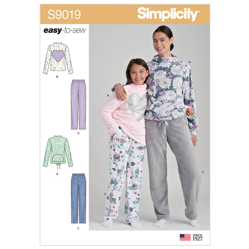 Girls' & Misses' Loungewear Sizes S-L/XS-XL, Simplicity Sewing Pattern 9019