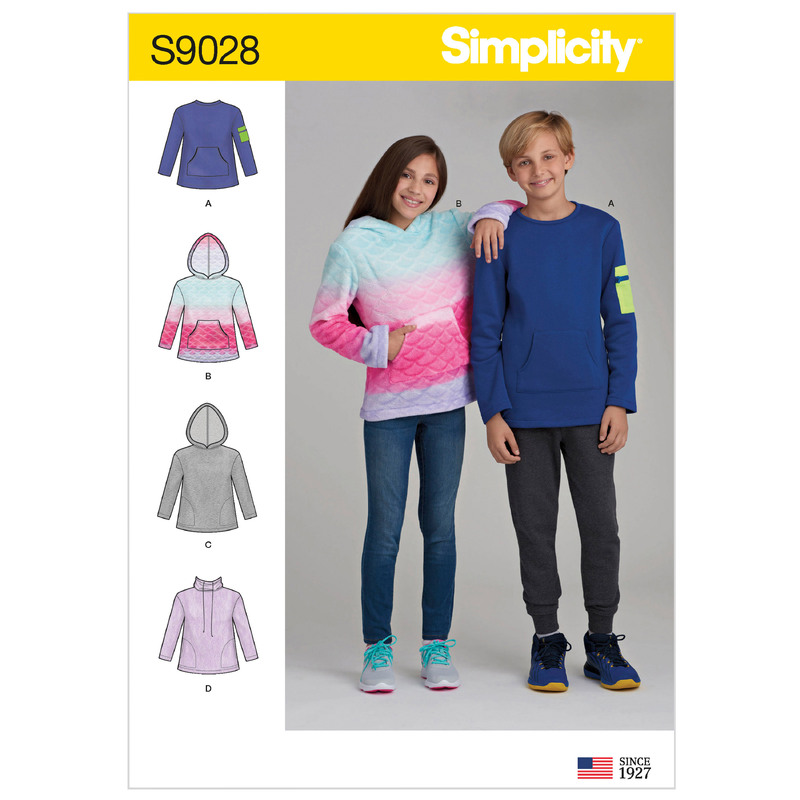 Girls' & Boys' Knot Tops with Hoodie Sizes 8-16, Simplicity Sewing Pattern 9028