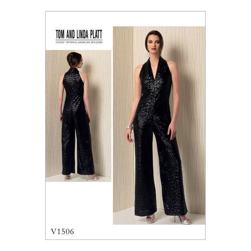 Vogue Sewing Pattern -Misses' Sleeveless Wide-Leg Jumpsuit 1506y (Sizes XS-S-M)