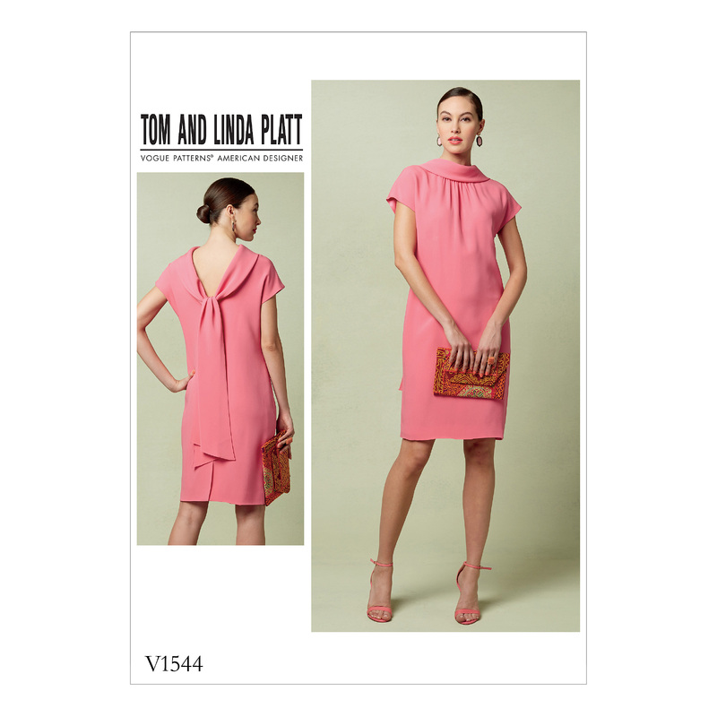 Vogue Sewing Pattern Misses' Lined Shift Dress with Back Drop-Collar and Tie 1544 A5 (Sizes 6-14)