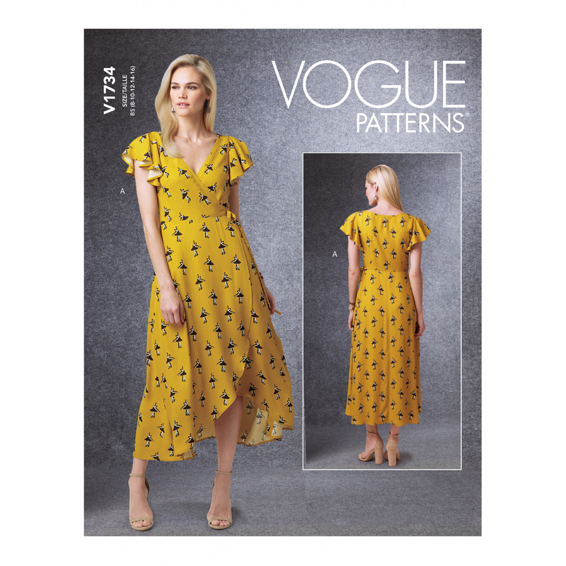 Vogue Sewing Pattern - Misses' Wrap Dresses with Ties, Sleeve and Length Variations 1734B5 