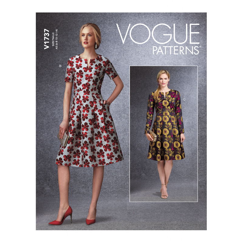 Vogue Sewing Pattern Misses' Fit-And-Flare Dresses with Waistband and Pockets 1737 A5 (Sizes 6-14)